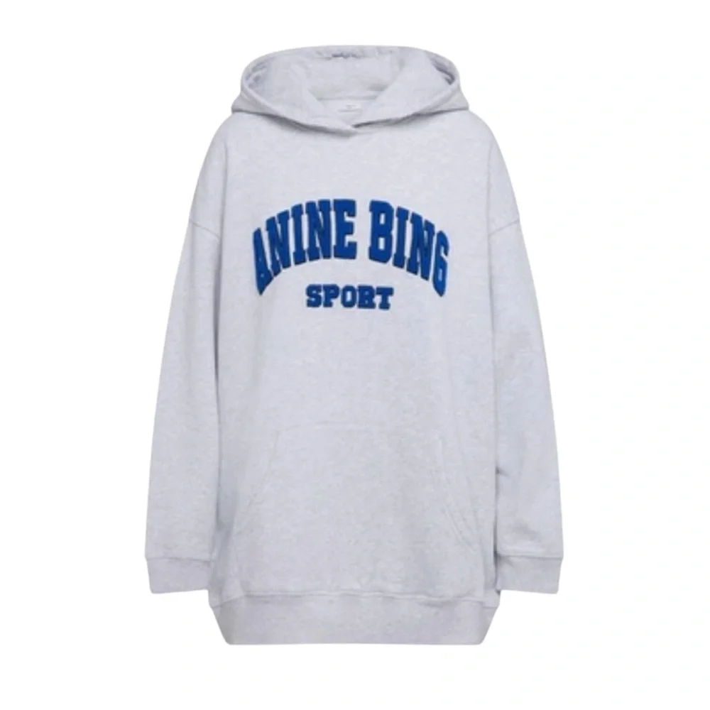 Anine Bing Sport Tyler Hoodie Grey Heather Logo Oversized Sweatshirt Women’s XS - Picture 2 of 13